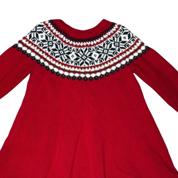 Hanna Andersson Girls Red Nordic Sweater Dress Size 5 Long Sleeve Holiday Winter - Picture 4 of 9
